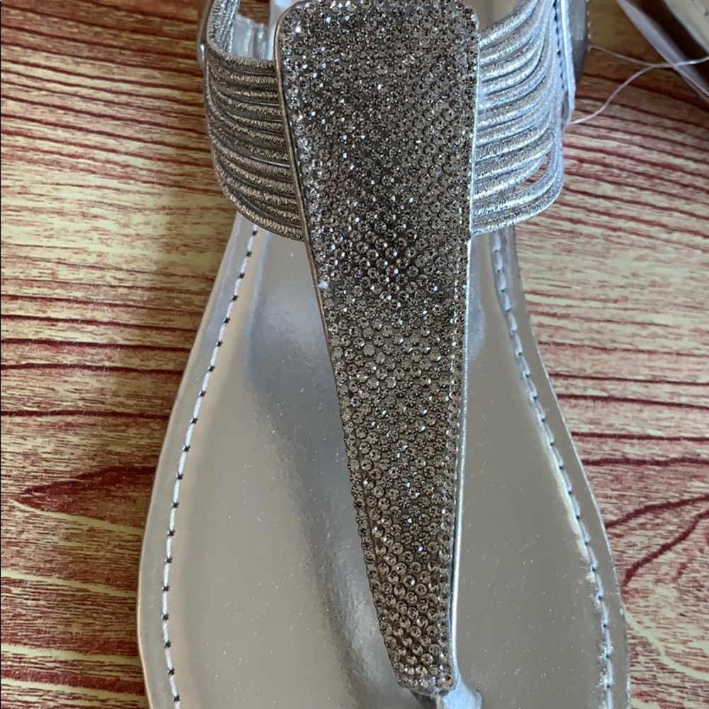 Silver Rhinestone Cord Thong Sandals - Picture 3 of 8